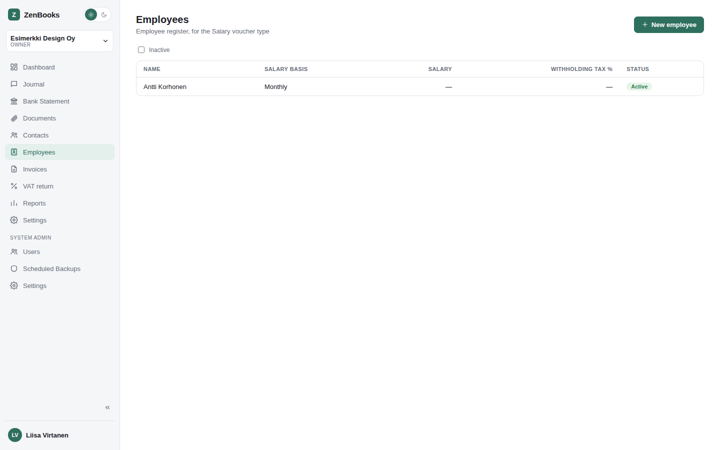ZenBooks Employees page